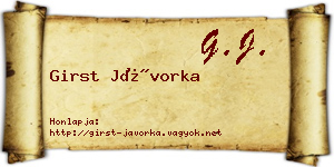 Girst Jávorka névjegykártya